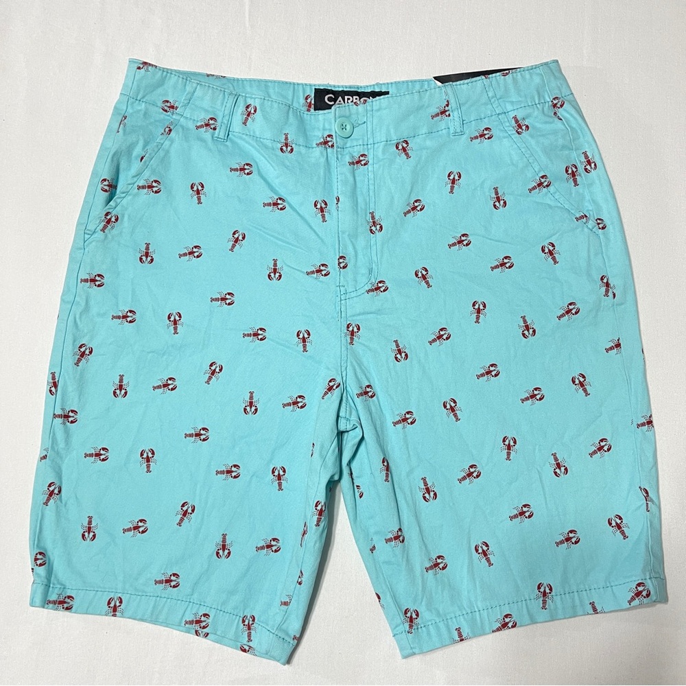 Carbon Shorts Freedom Flex Blue Lobster/Crawfish Flat Front Chino Men’s size 36